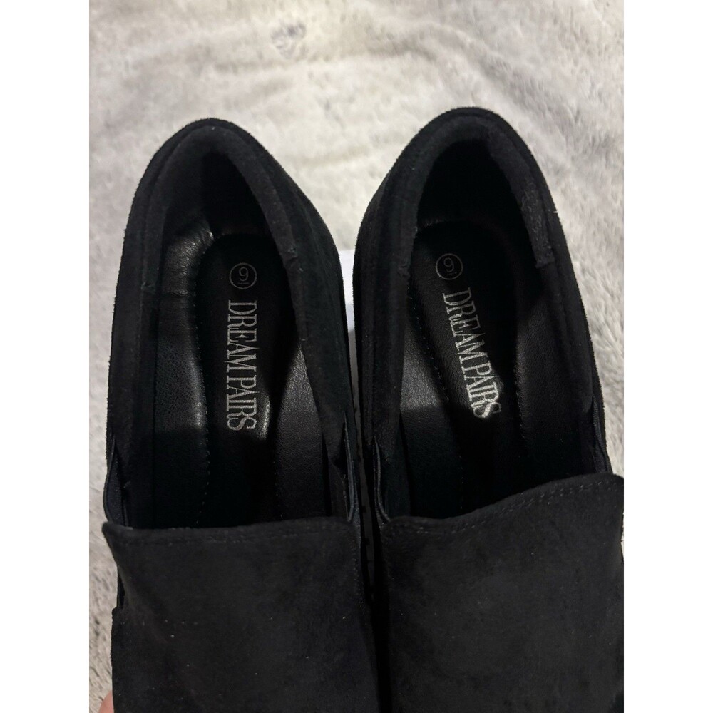 Dream Pairs Women’s Chunky Block Heel Slip On Comfort Pump Oxford Black Suede 9 - Picture 5 of 8